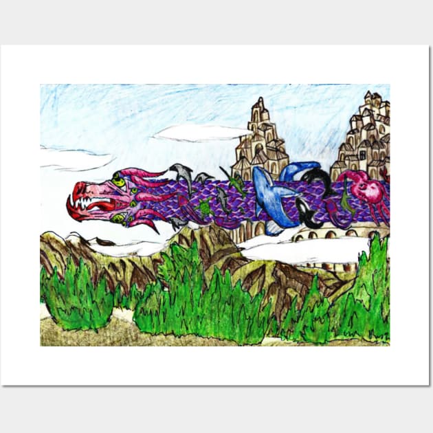 Dragon In The Sky Wall Art by Mr. Leon Artwork